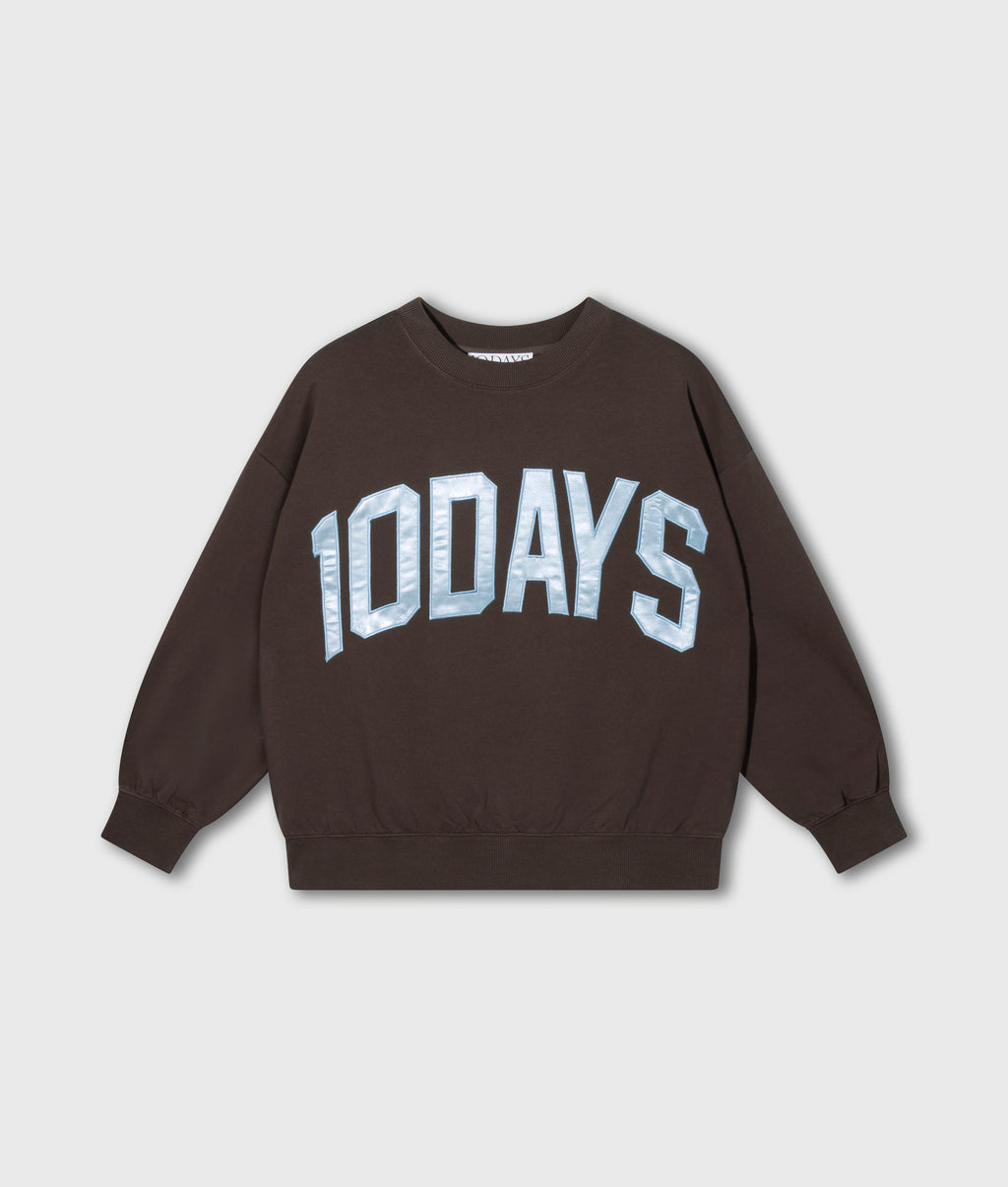 10DAYS baseball sweater | light shiitake