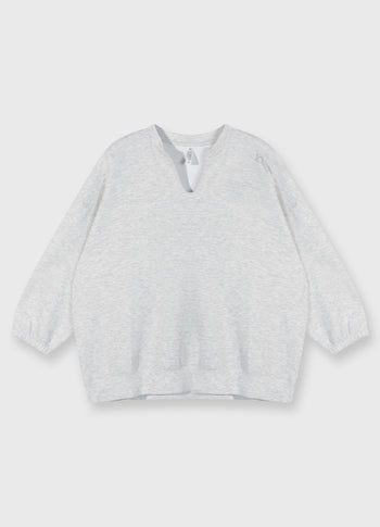 soft scuba v-neck sweater | white grey melee