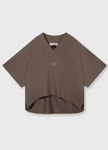 short sleeve sweater v-neck | moonrock