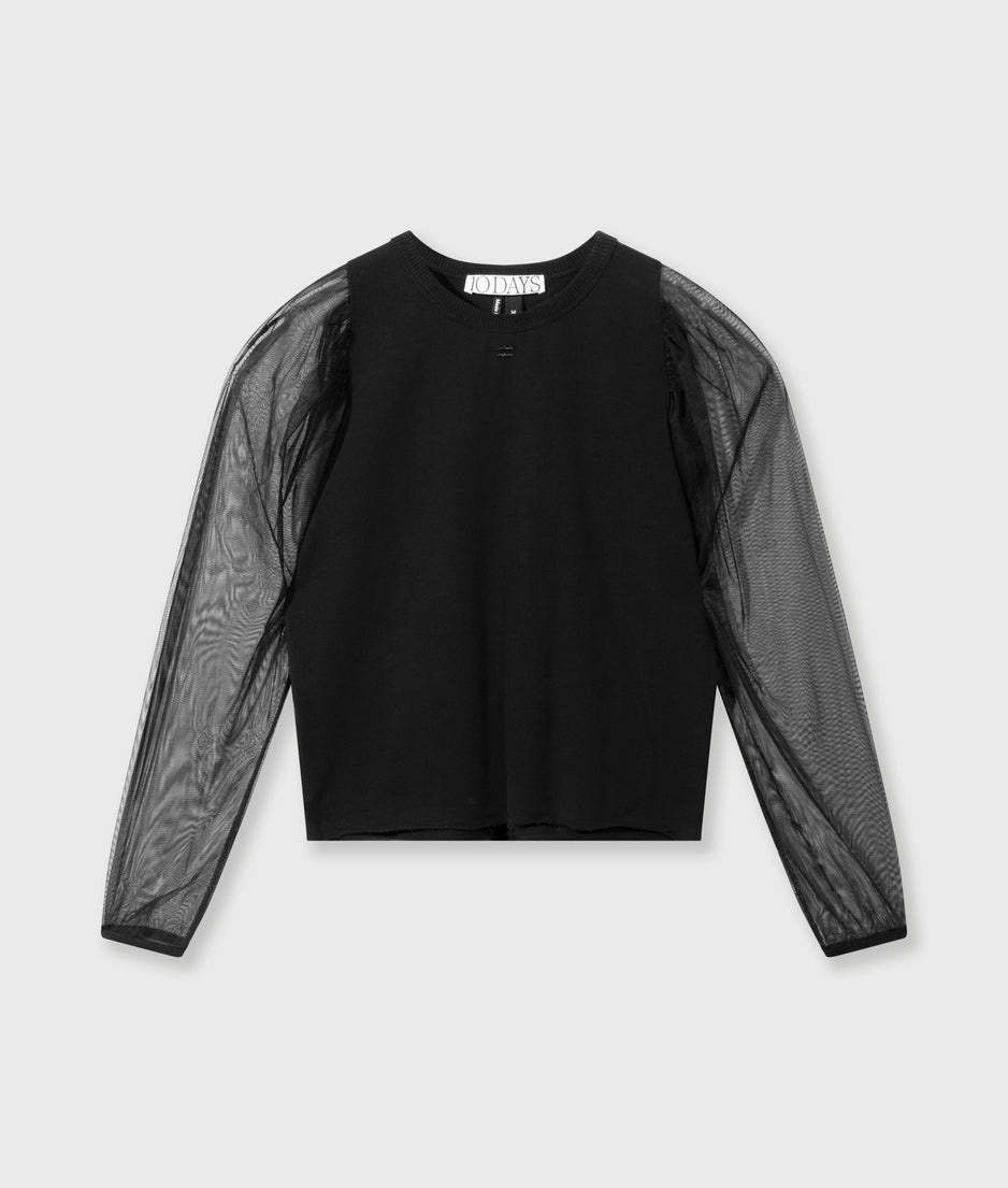 soft sweater puff sleeves | black