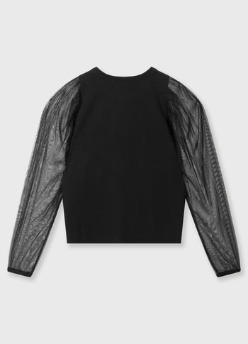 soft sweater puff sleeves | black
