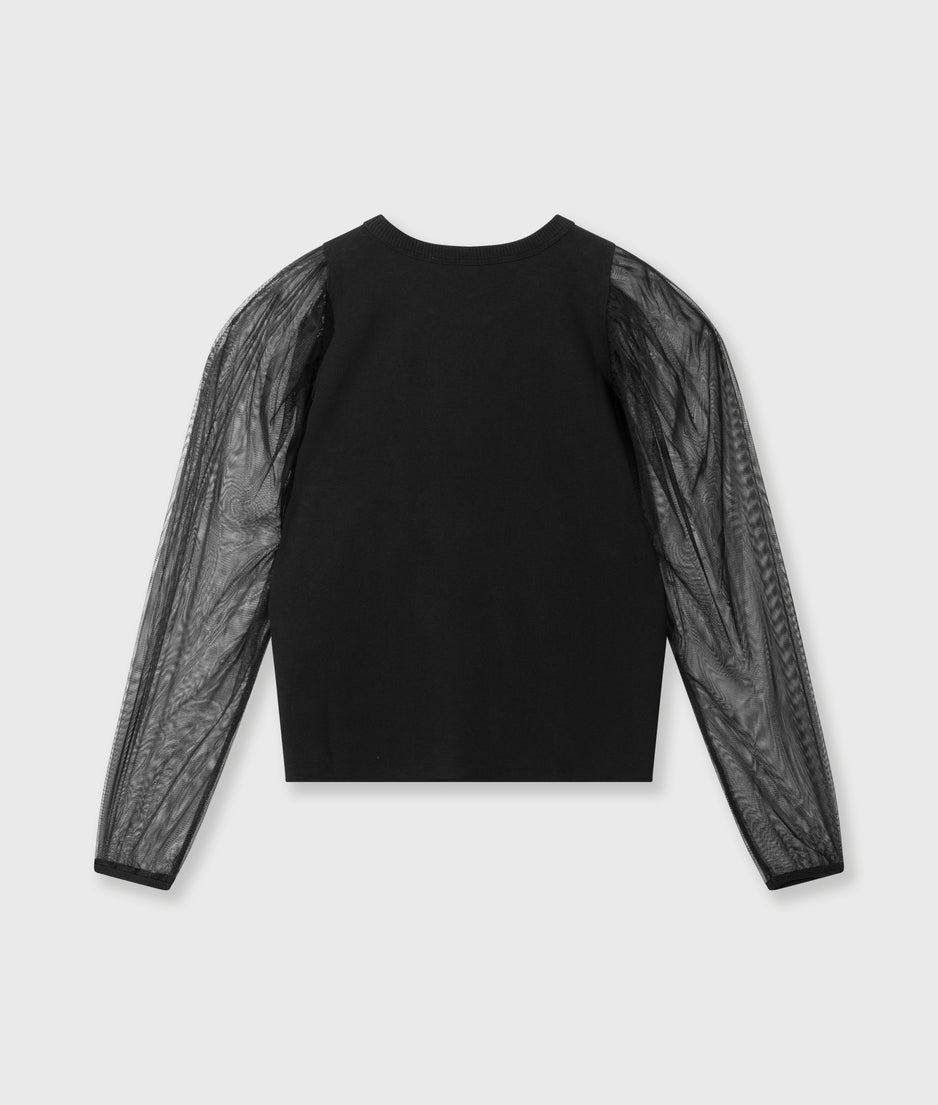 soft sweater puff sleeves | black