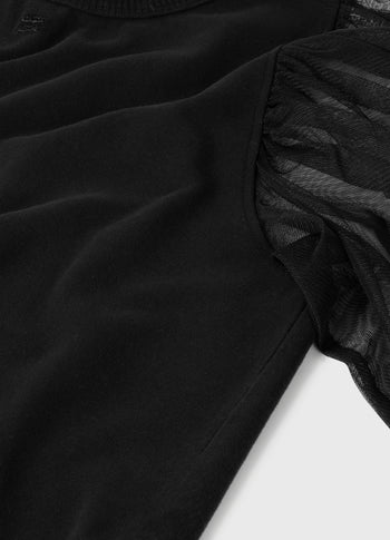 soft sweater puff sleeves | black