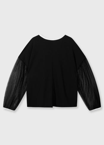 soft sweater tulle sleeves | black