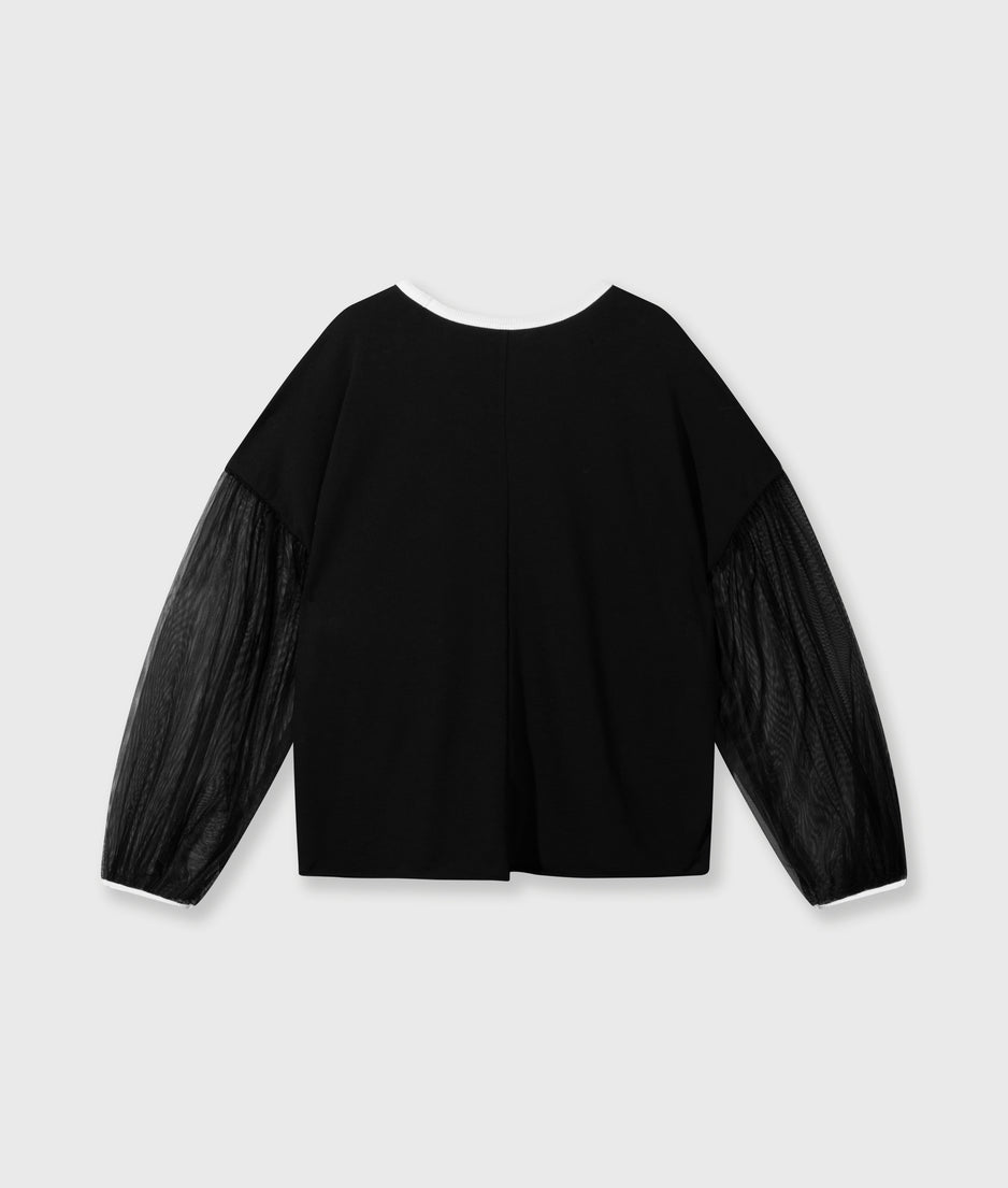 soft sweater tulle sleeves | black