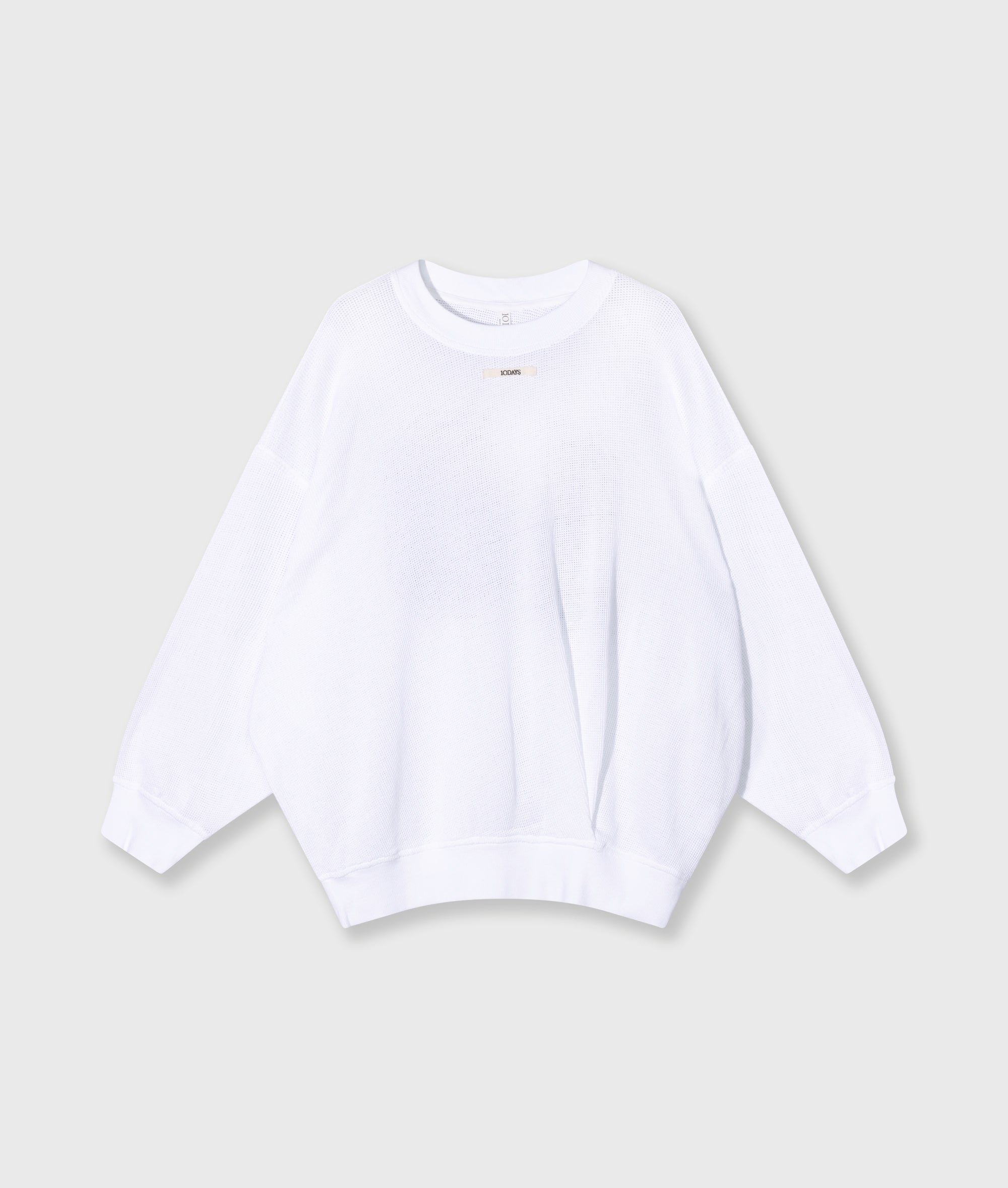 mesh baseball sweater gathering | white | 10DAYS | Official