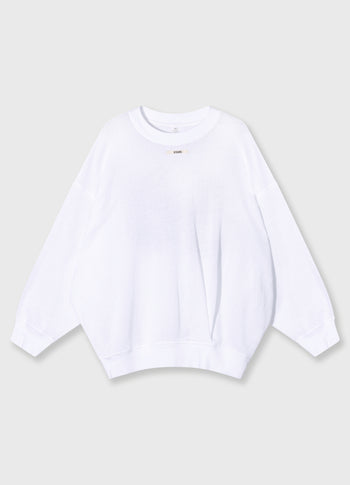 mesh baseball sweater gathering | white