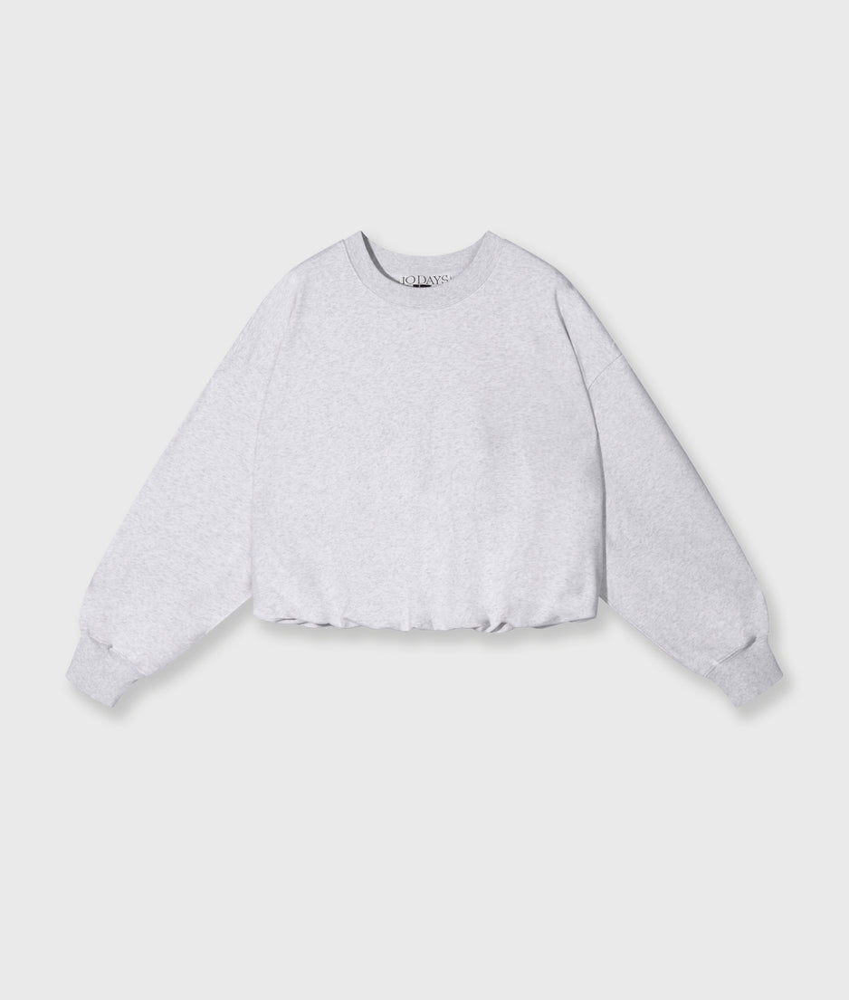 pleated sweater back stamp | white grey melee