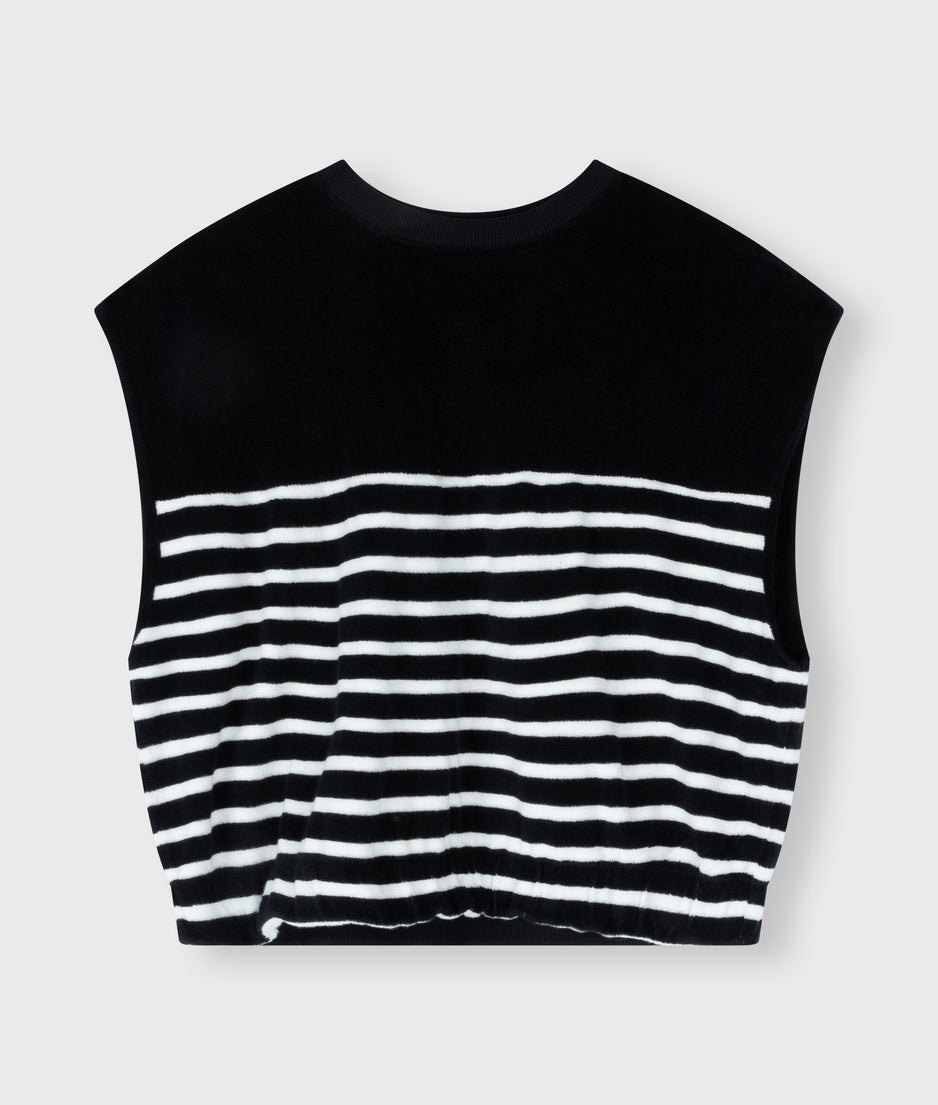 terry sleeveless sweater stripes | black/ecru