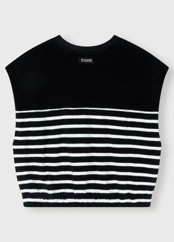 terry sleeveless sweater stripes | black/ecru