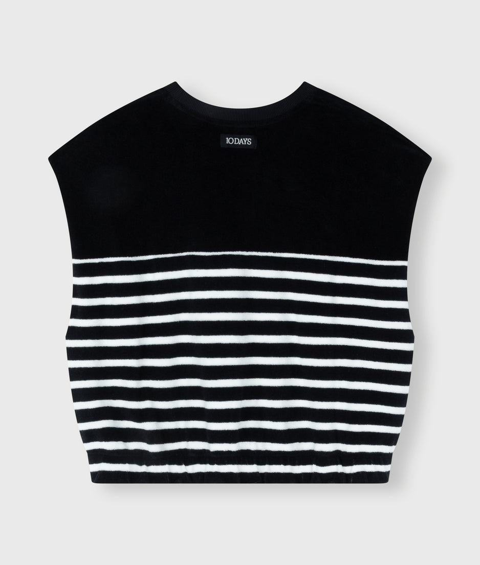terry sleeveless sweater stripes | black/ecru