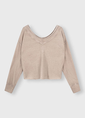 double v-neck sweat | sepia sand