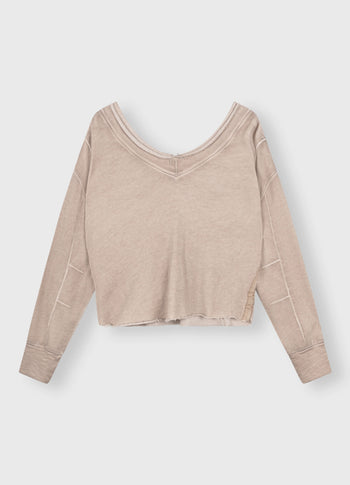 double v-neck sweat | sepia sand