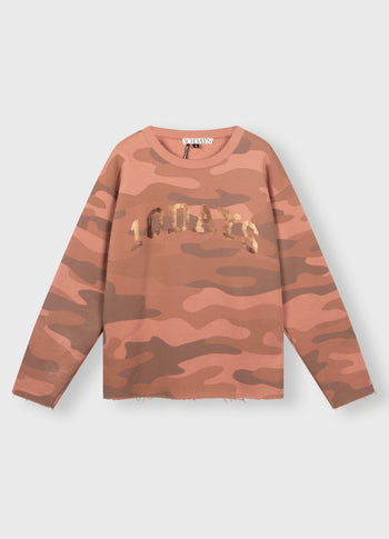 statement sweater camo | saddle brown