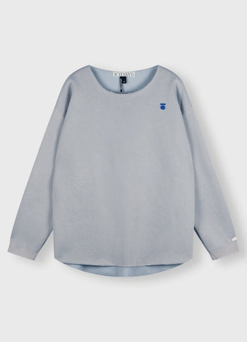 raw edge statement sweater | storm blue