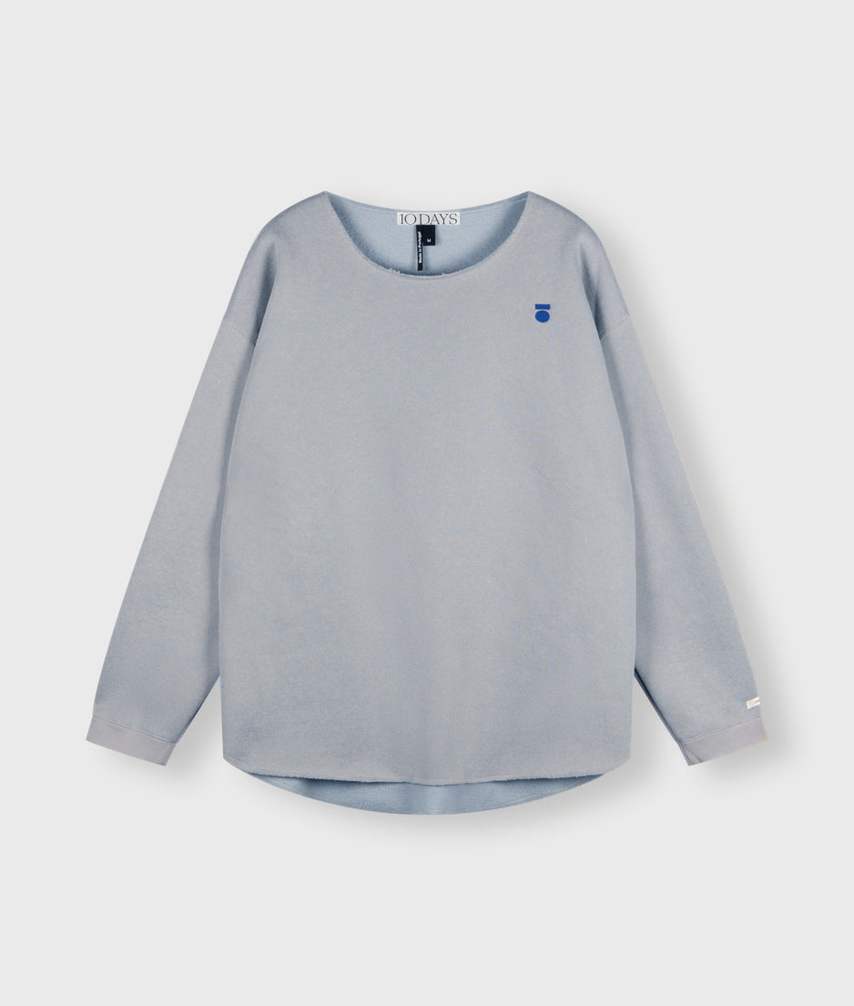 raw edge statement sweater | storm blue