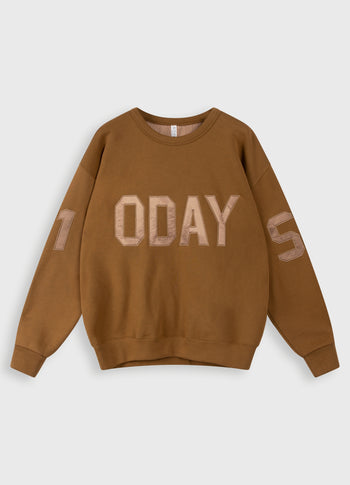statement sweater logo | suede