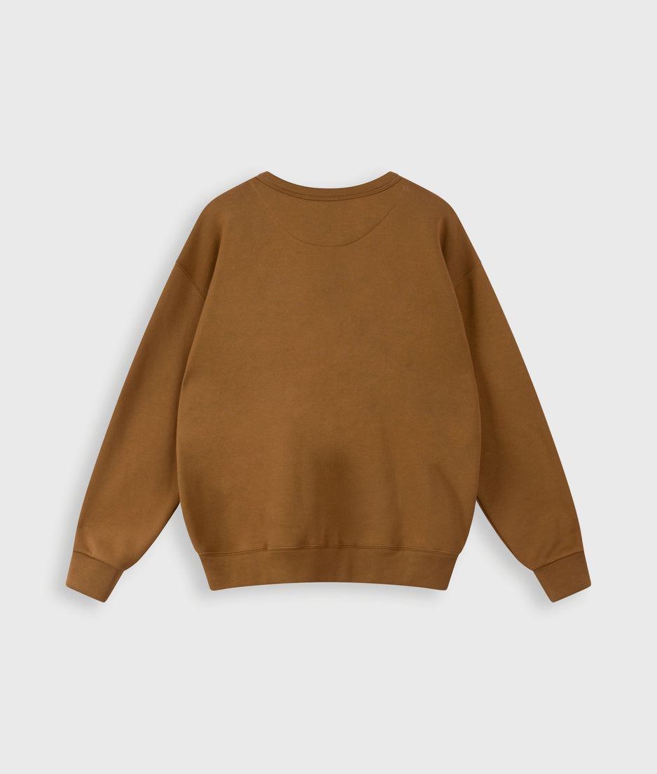 statement sweater logo | suede