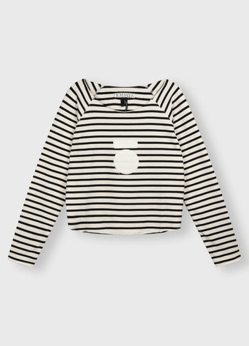 cropped icon sweater stripes | ecru/black