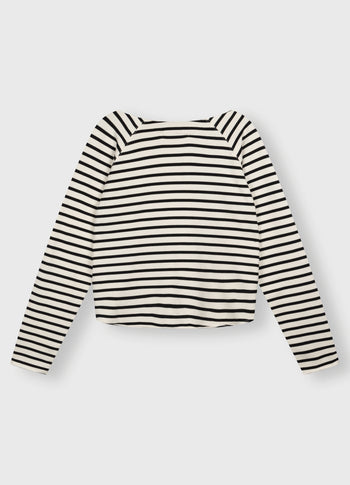 cropped icon sweater stripes | ecru/black