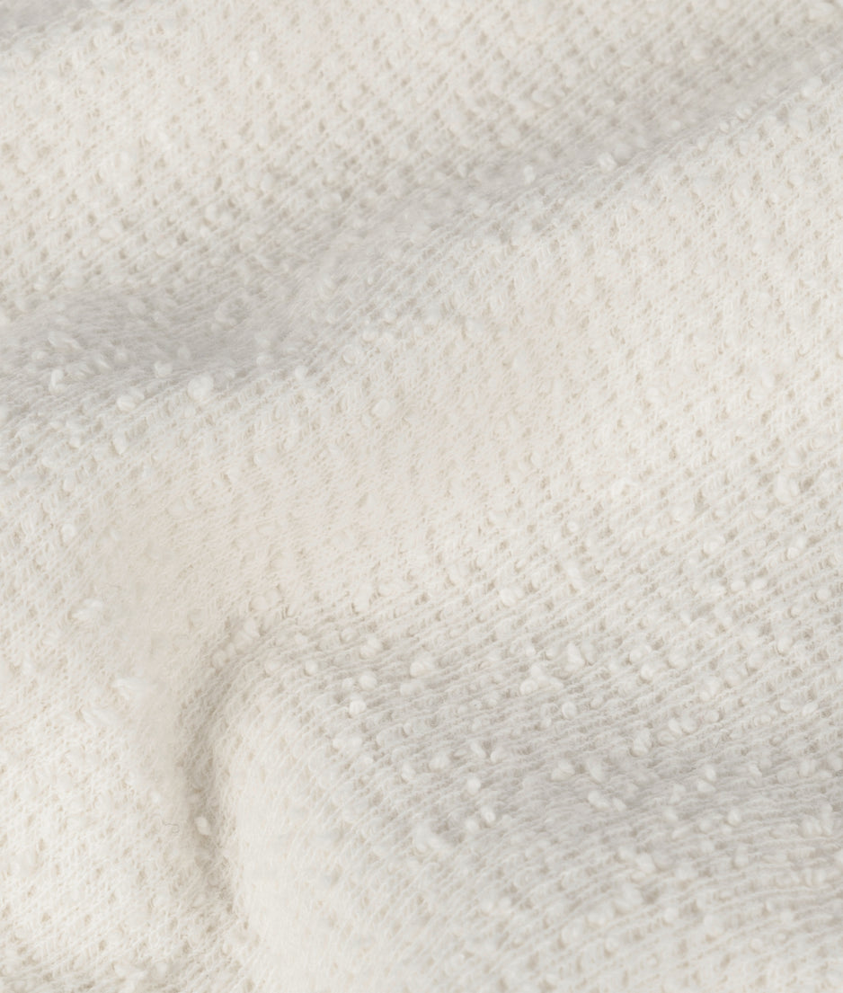 texture fleece polo sweater | ecru