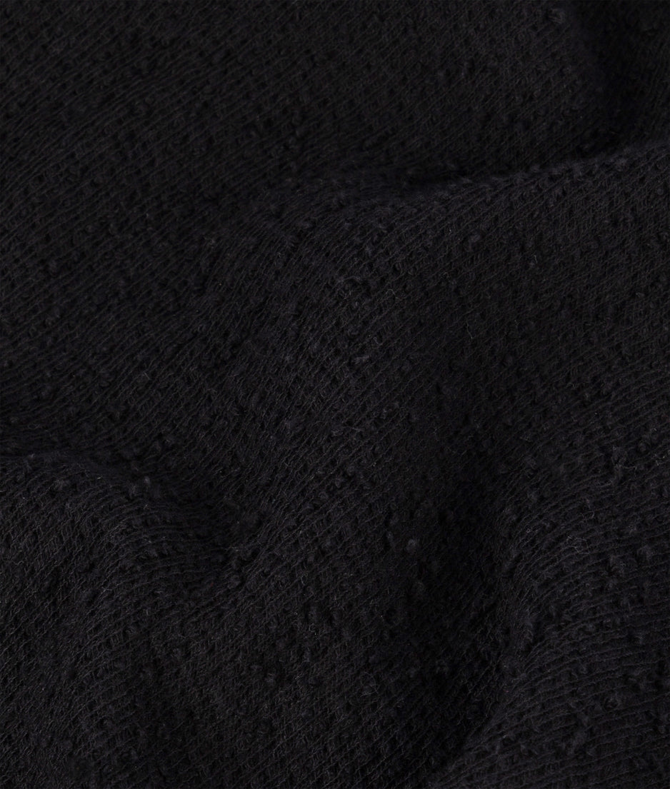 texture fleece polo sweater | black