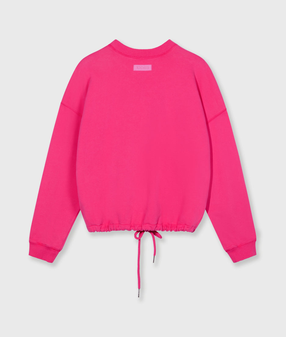cord sweater | neon pink
