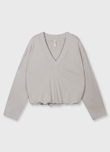 v-neck balloon sweater | stone