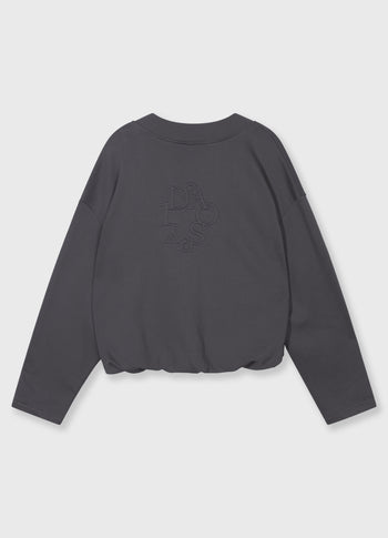 v-neck balloon sweater | steel blue