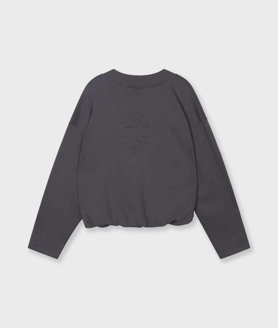 v-neck balloon sweater | steel blue