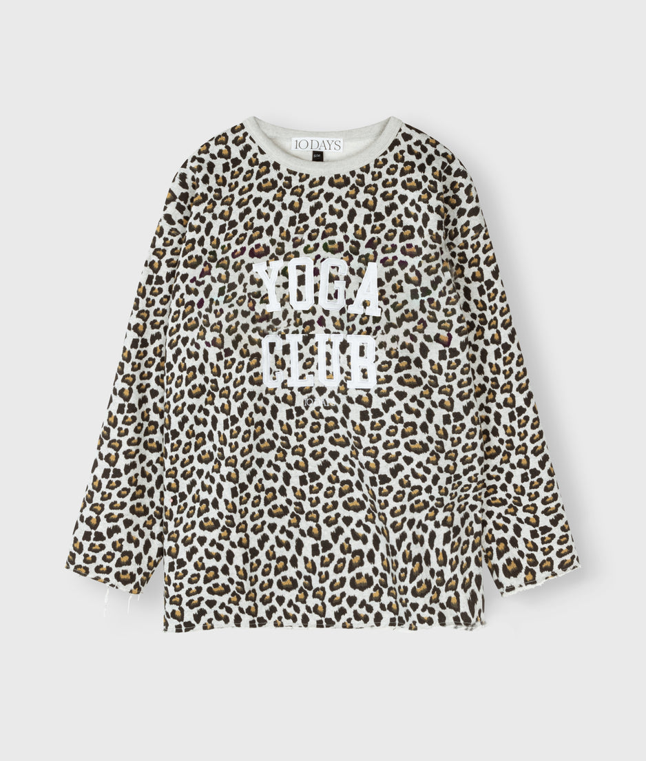 raw edge statement sweater leopard | light grey melee