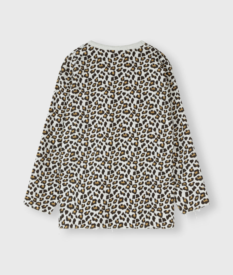 raw edge statement sweater leopard | light grey melee