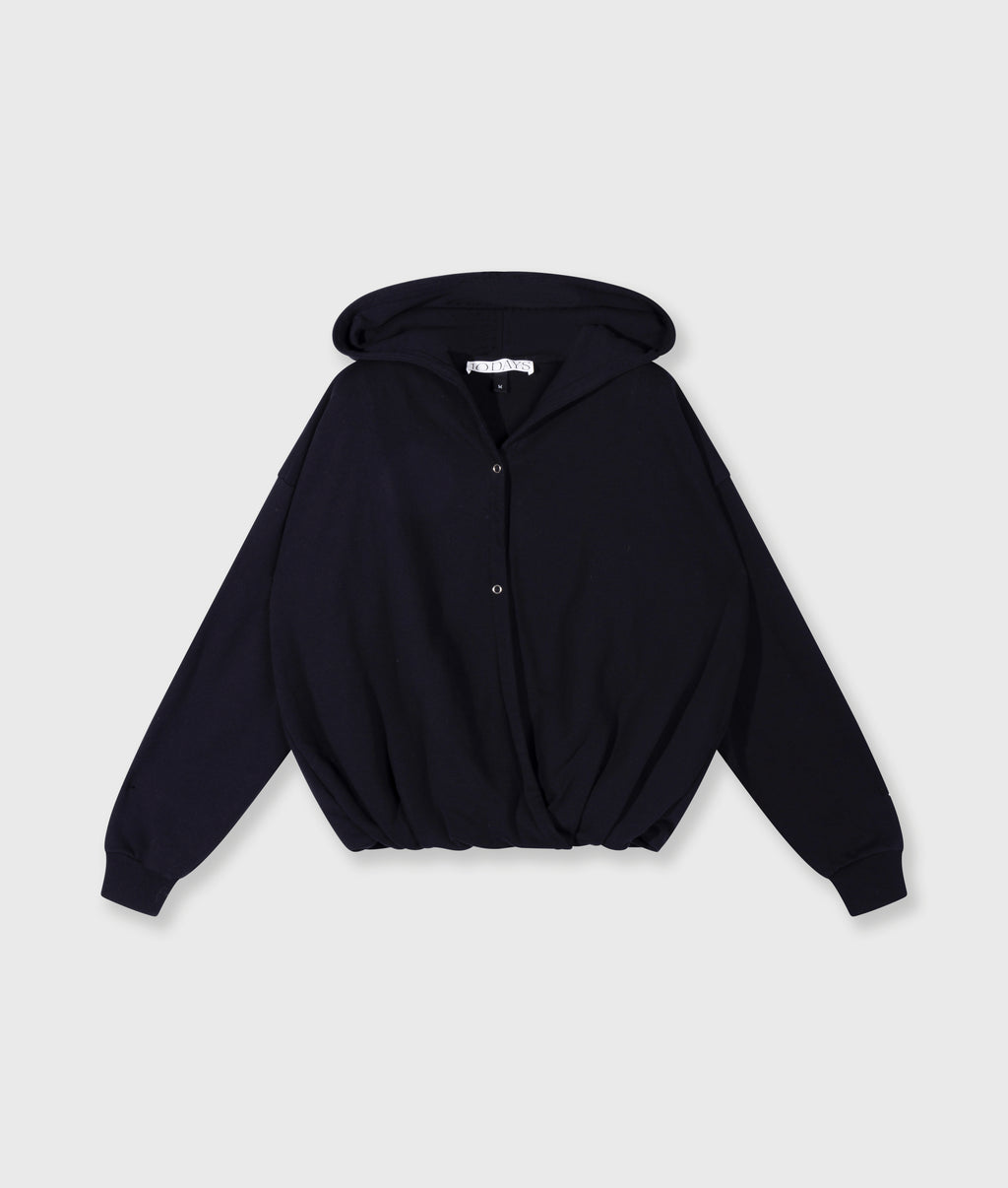 balloon overslag hoodie | black