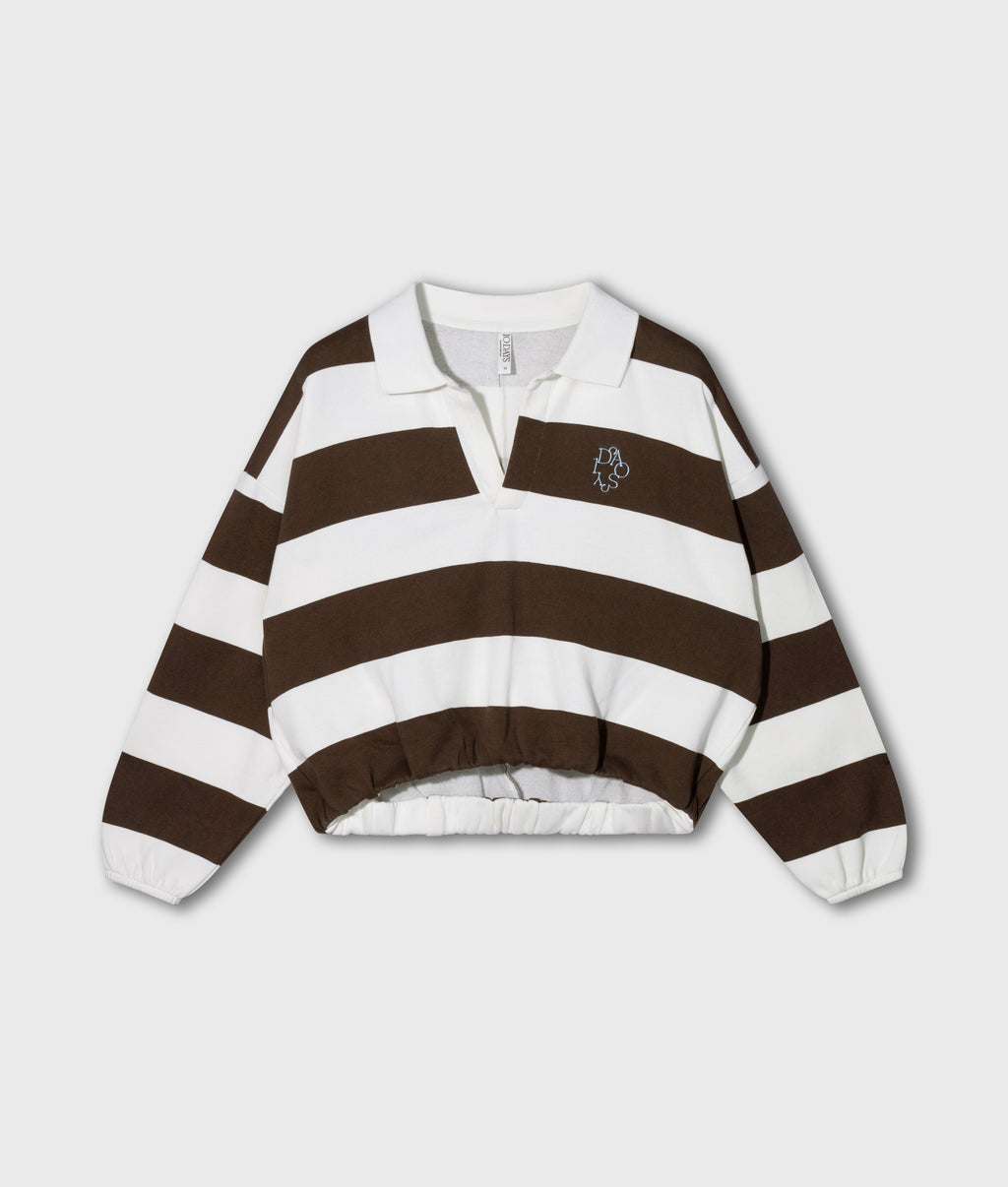 baseball ballon sweater | ecru/brown