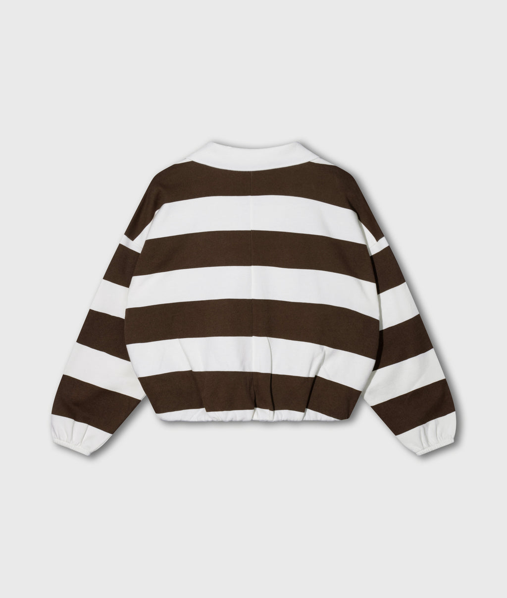 baseball ballon sweater | ecru/brown