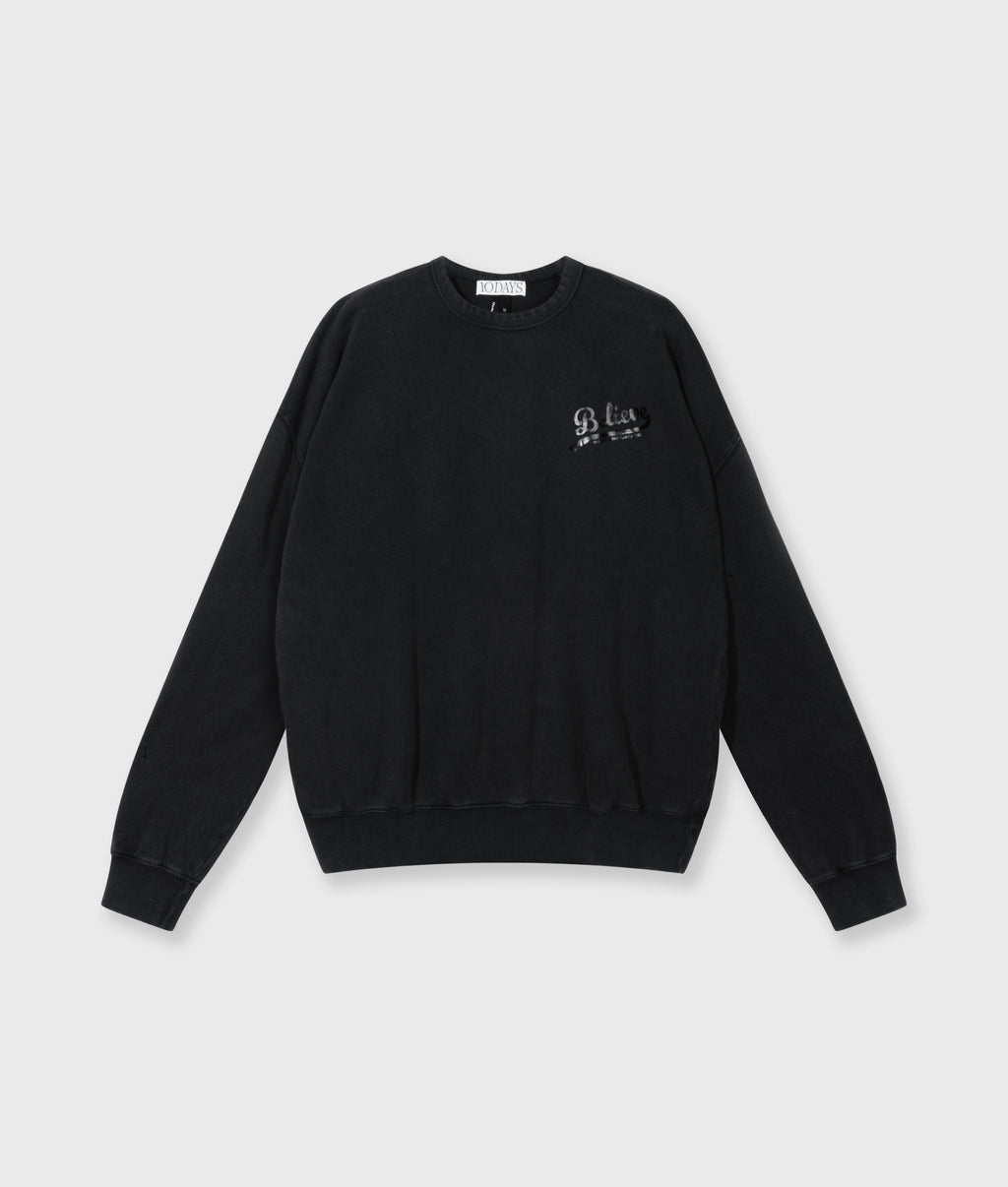 statement sweater believe | dark charcoal