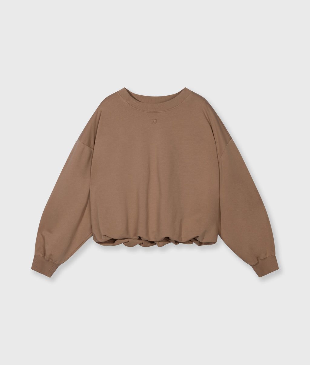 pleated sweater | light fudge