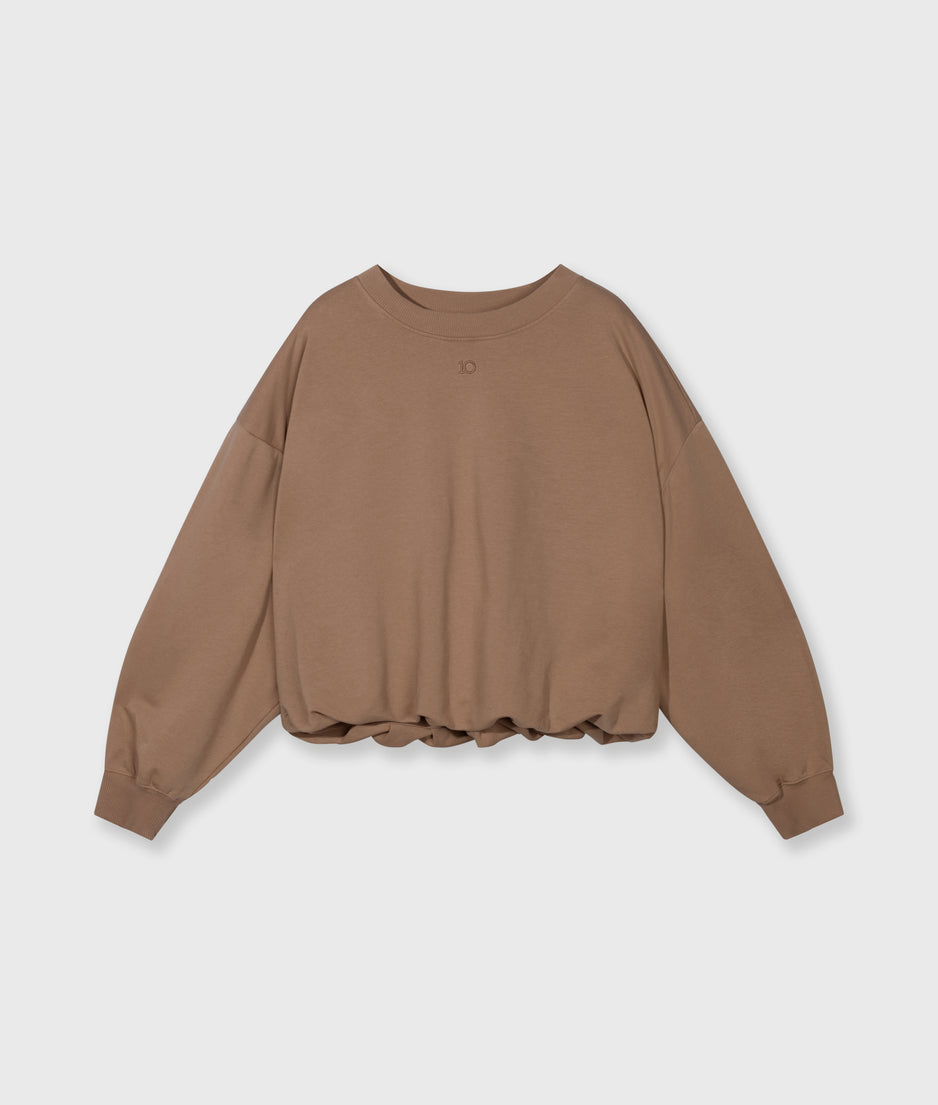 pleated sweater | light fudge