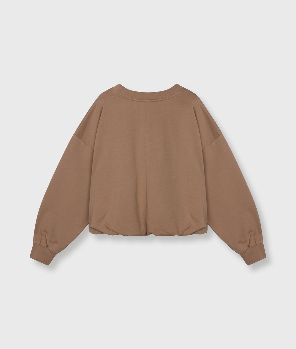 pleated sweater | light fudge