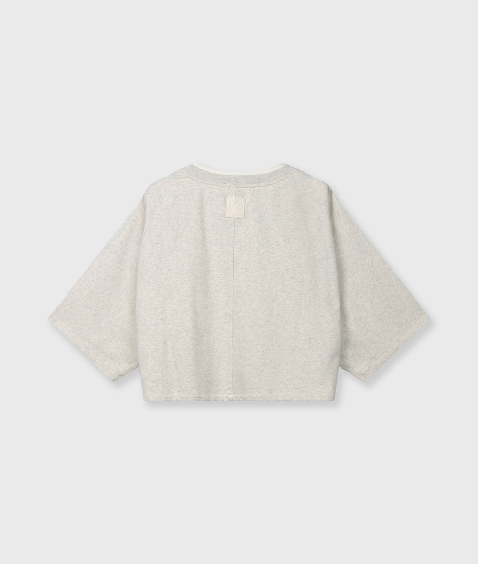 shoulder gathering tee | soft white melee