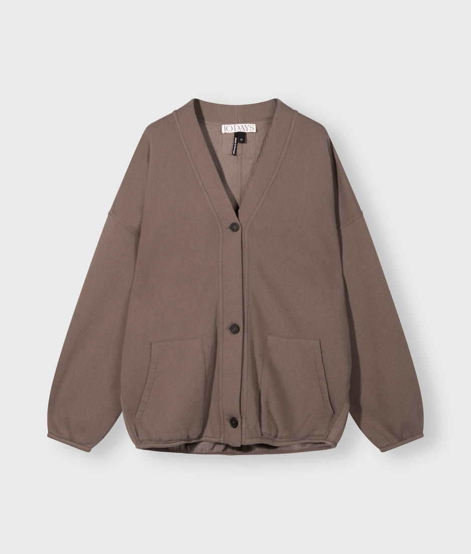 baseball cardigan fleece | moonrock