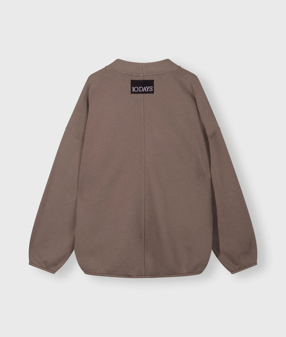 baseball cardigan fleece | moonrock
