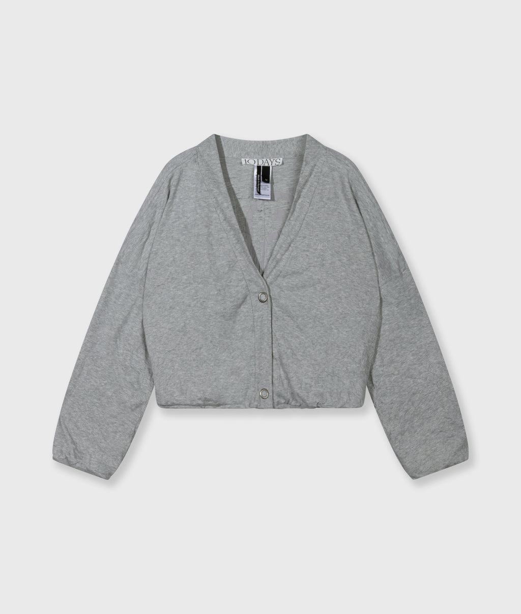 soft rib cardigan | light grey melee