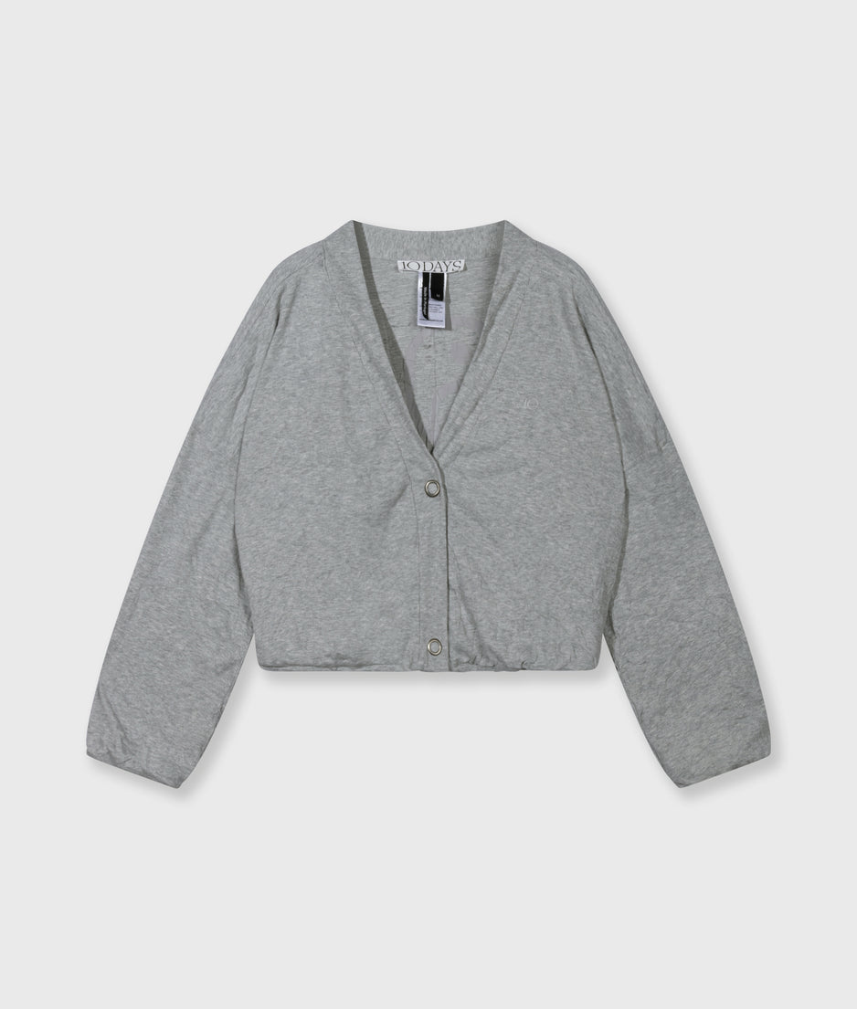 soft rib cardigan | light grey melee