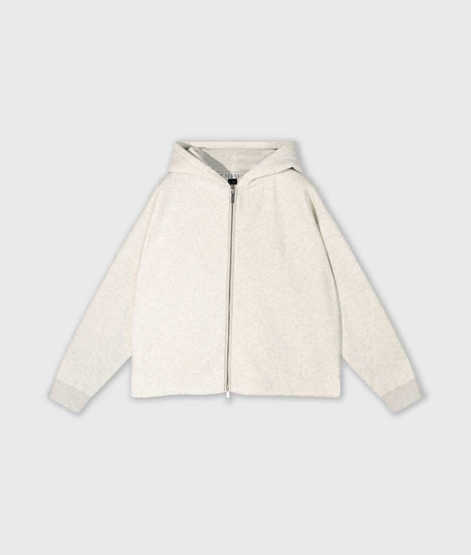 statement zip hoodie | soft white melee