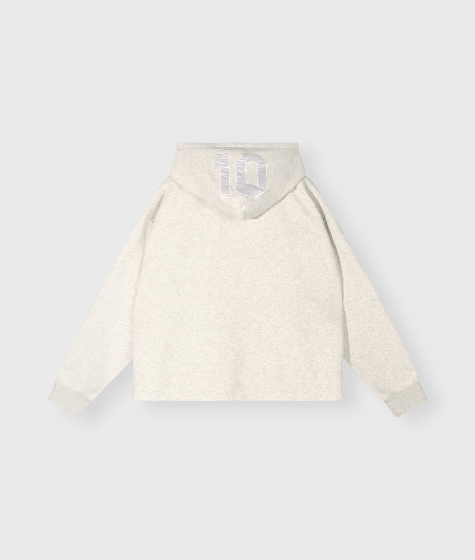 statement zip hoodie | soft white melee