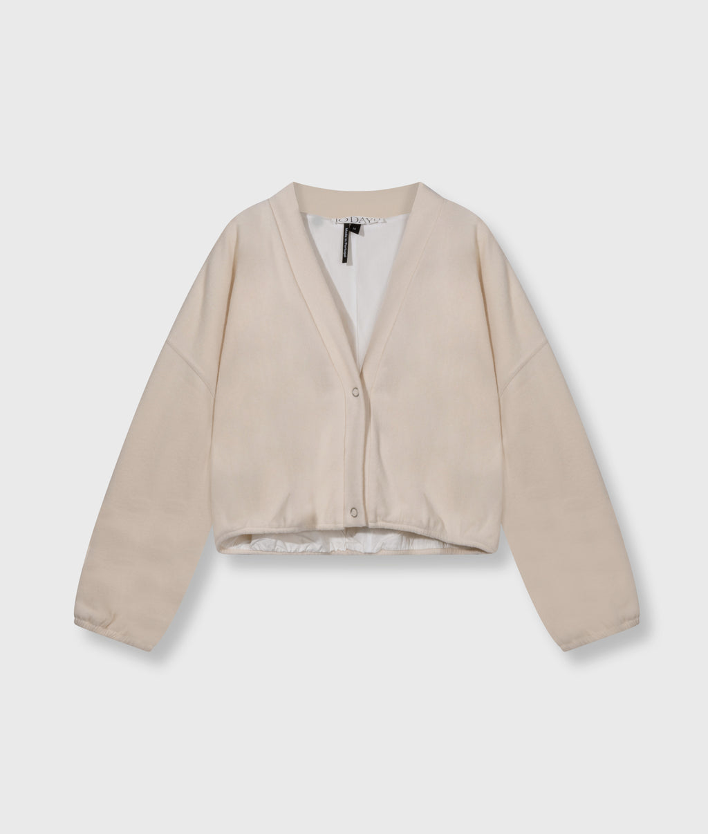 brushed baseball cardigan | powder