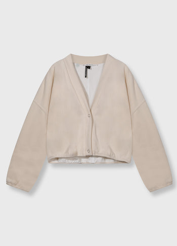 brushed baseball cardigan | powder