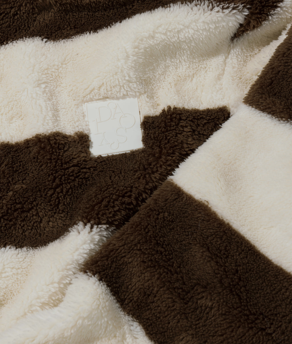 gestreepte teddy hoodie met rits | pearl/brown