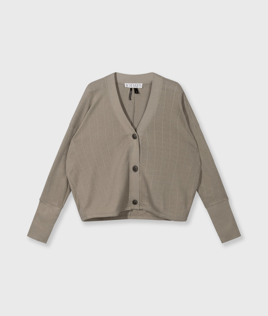 v-neck mesh cardigan | fog